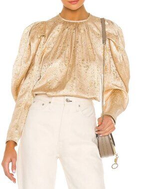 ULLA JOHNSON Ivy Blouse in Sand Gold
